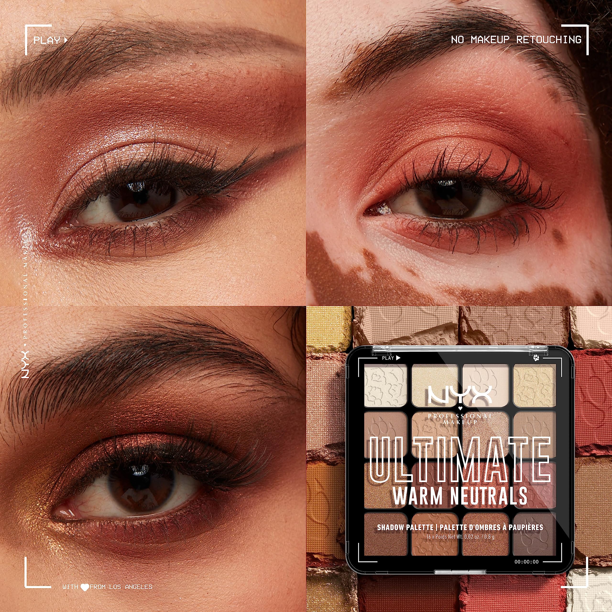 NYX Professional Makeup Ultimate Shadow Palette satin and metallic shades add depth and glow.