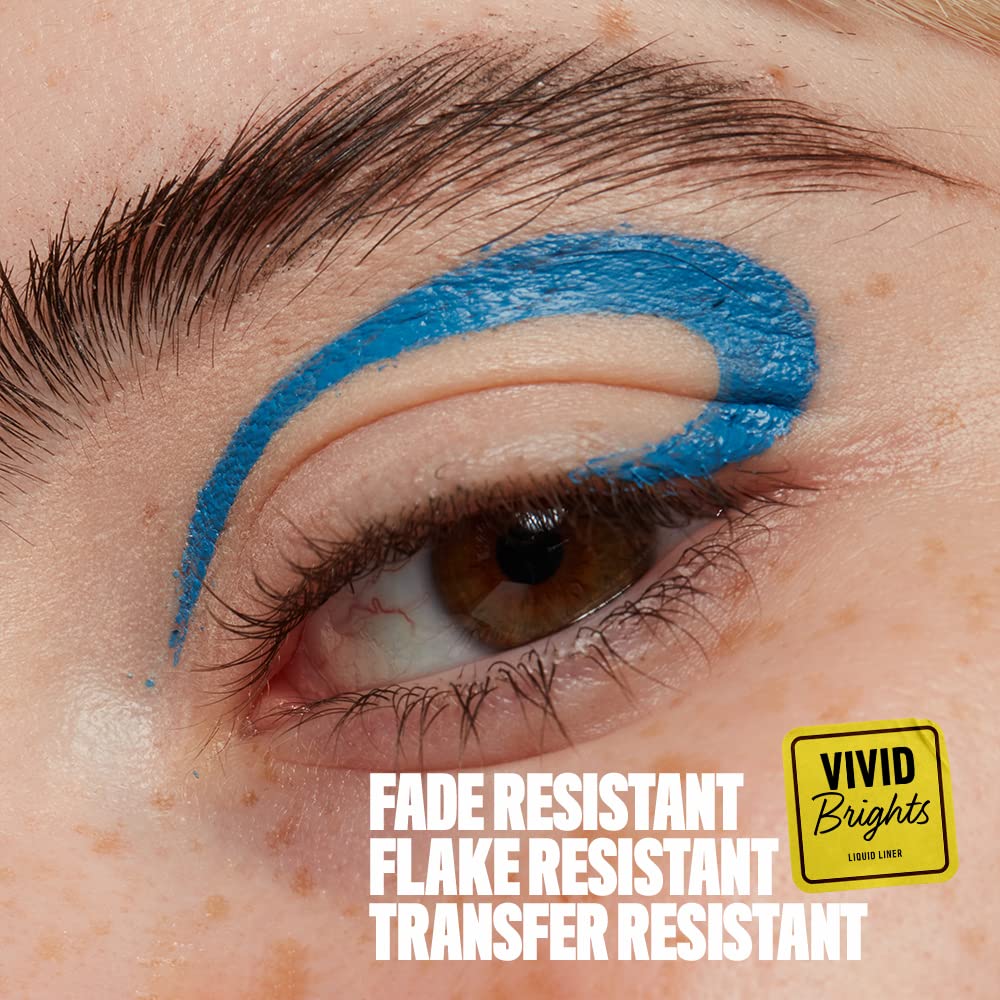 NYX Vivid Brights Liquid Liner Cobalt Crush wings showcase bold color