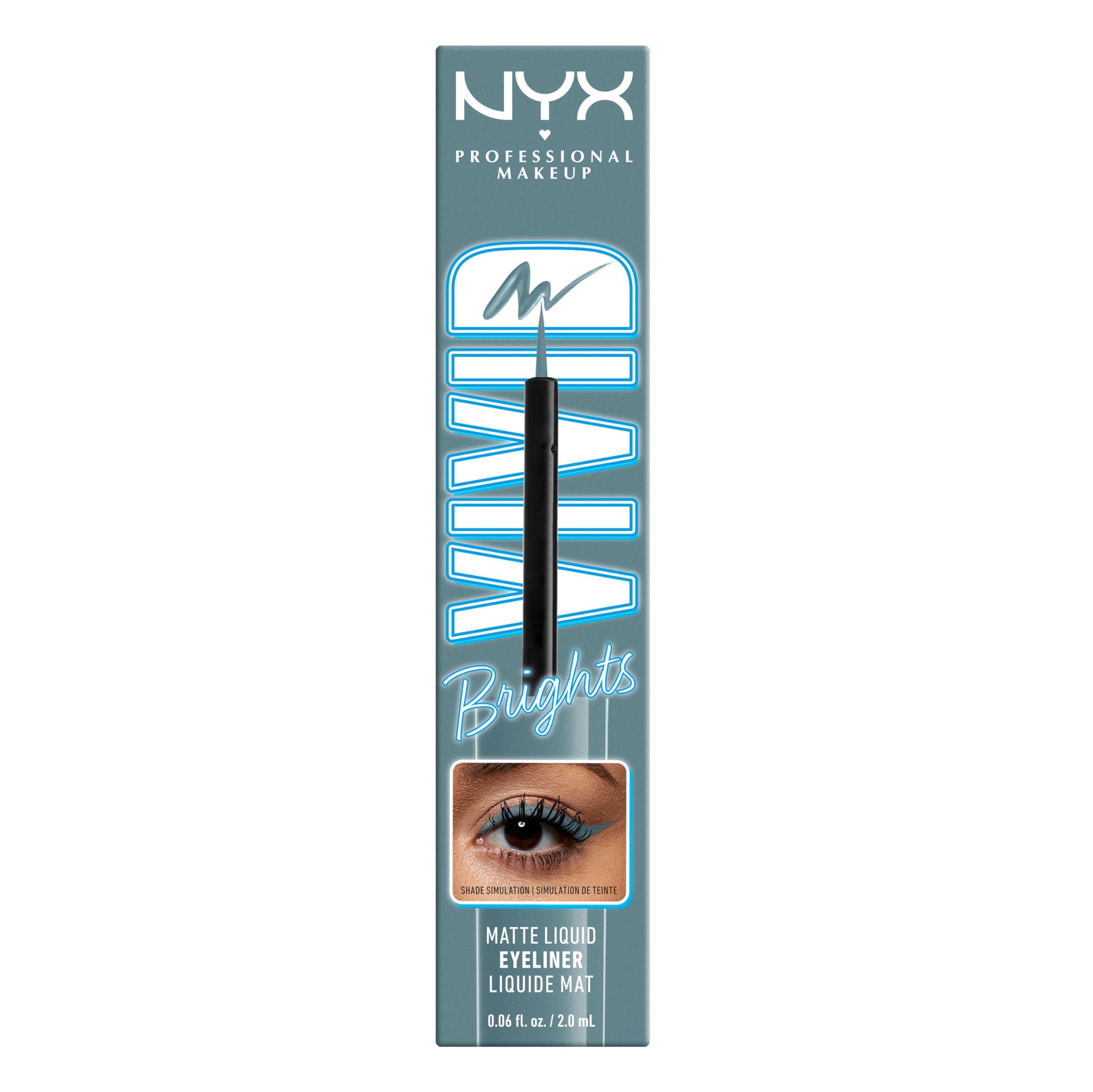 NYX Vivid Brights Cyan Simp cruelty-free logo close-up.