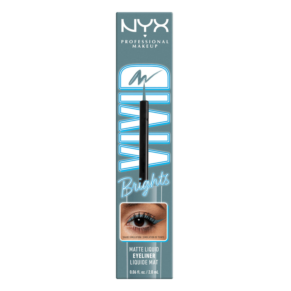 NYX Vivid Brights Cyan Simp cruelty-free logo close-up.