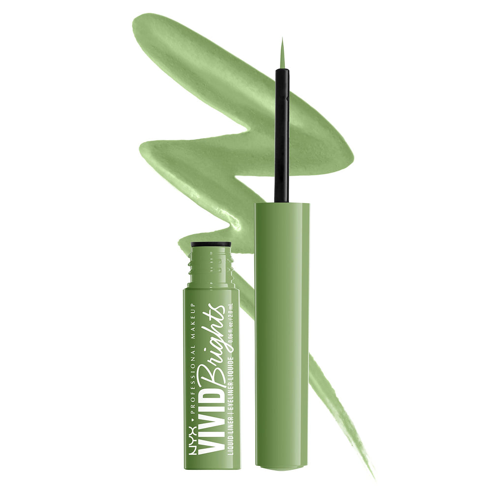 NYX Ghosted Green Vivid Brights liner with a precise brush-tip for sharp lines.