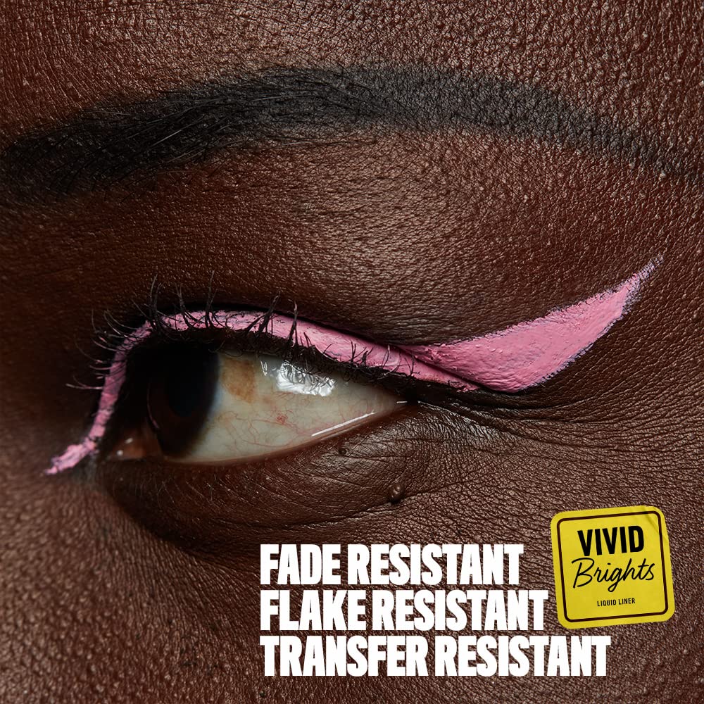 NYX Vivid Brights liner precise tip for crisp wing lines.