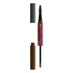 NYX Zero to Brow in Chocolate applicator closeup shows precise application and long wear