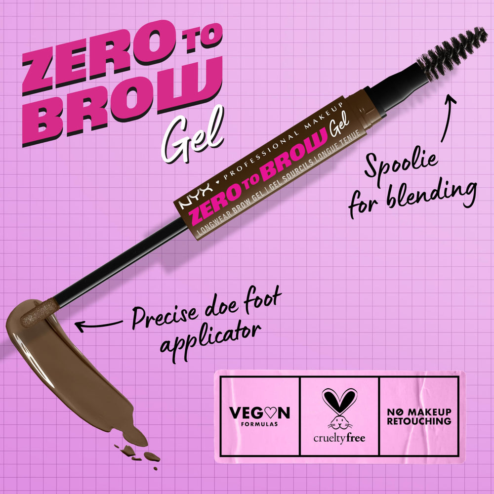 NYX Zero to Brow spoolie blending for natural brow finish