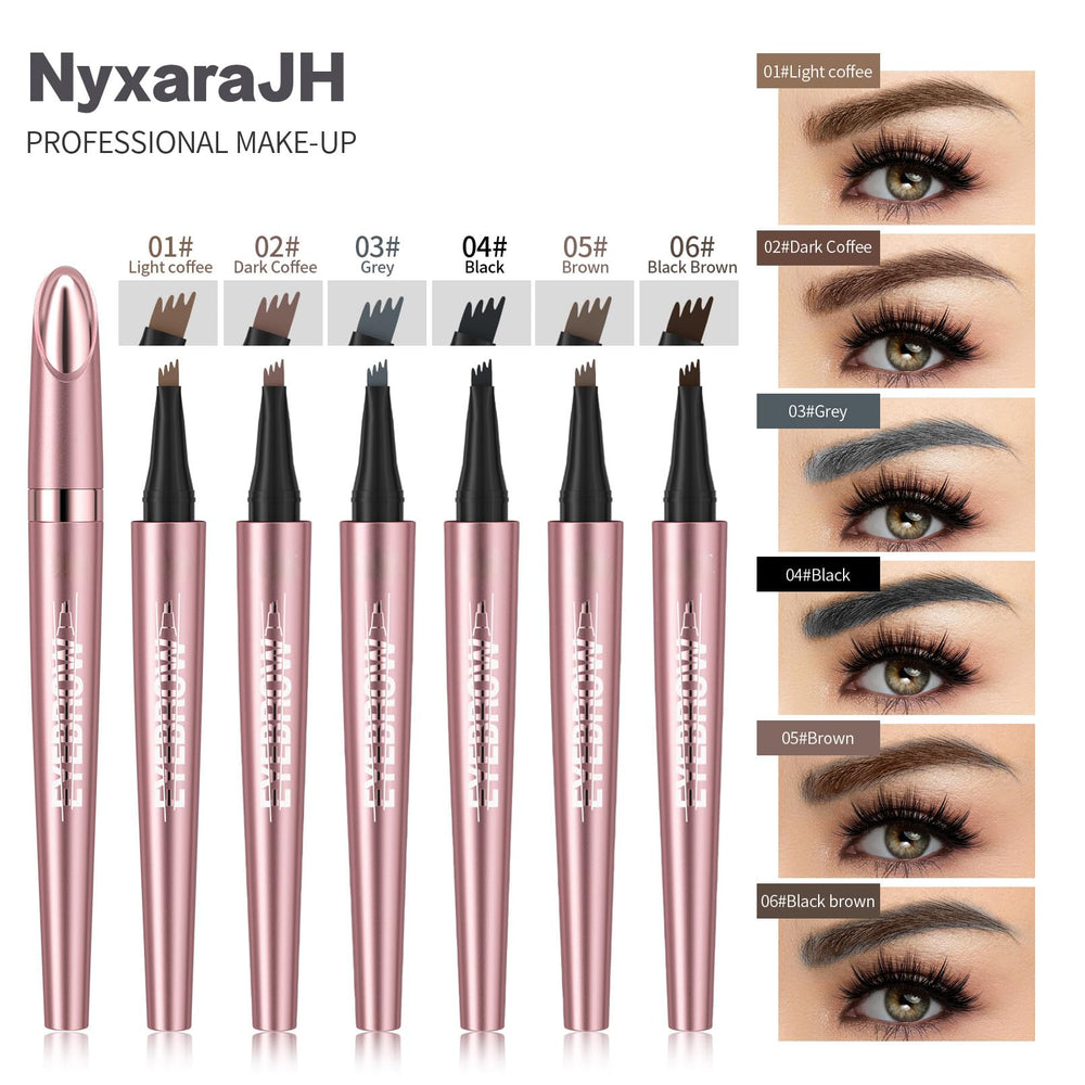 NyxaraJH 4-Tip Eyebrow Pen rose-gold packaging, stylish and premium