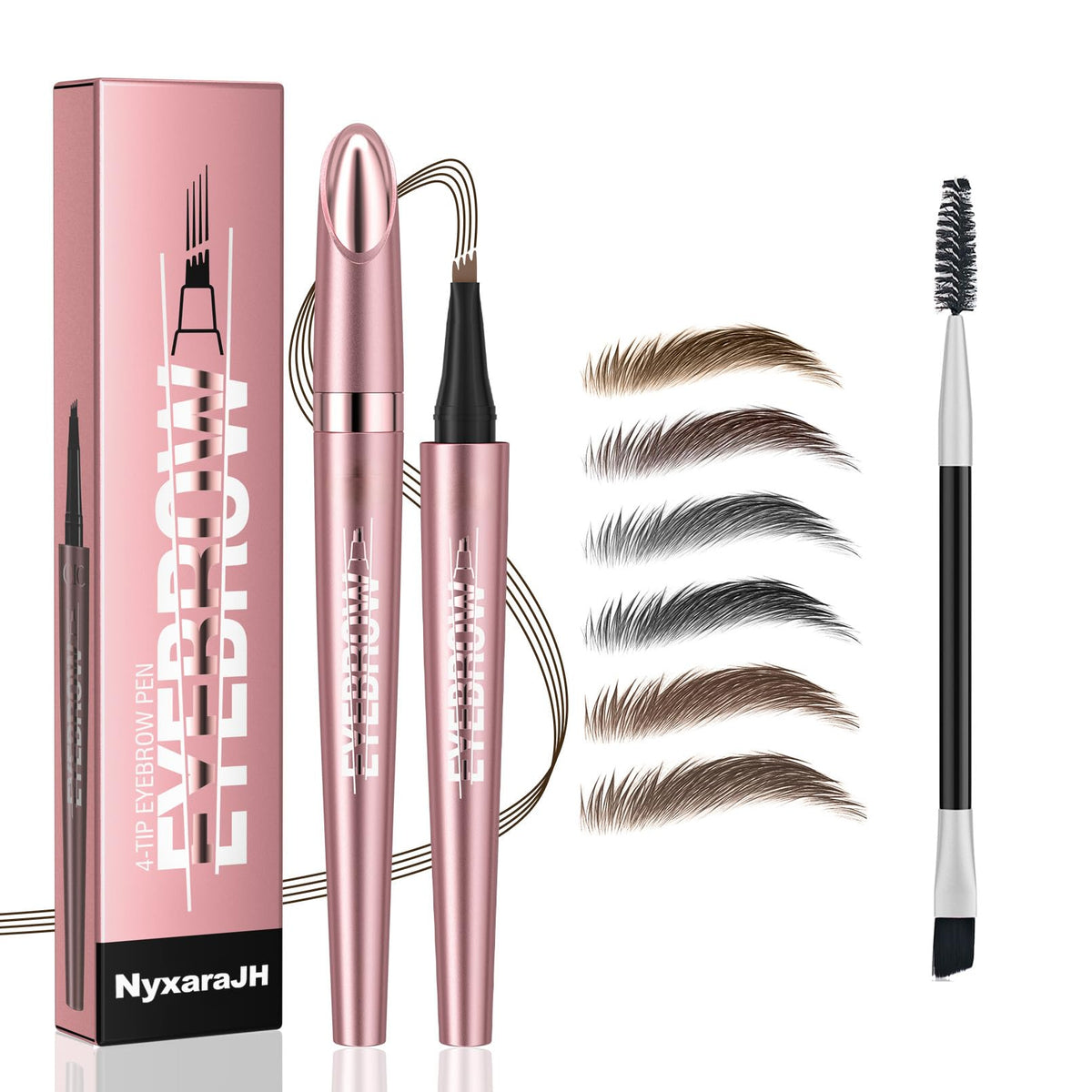 NyxaraJH 4-tip eyebrow pen creating natural hair-like strokes for fuller brows