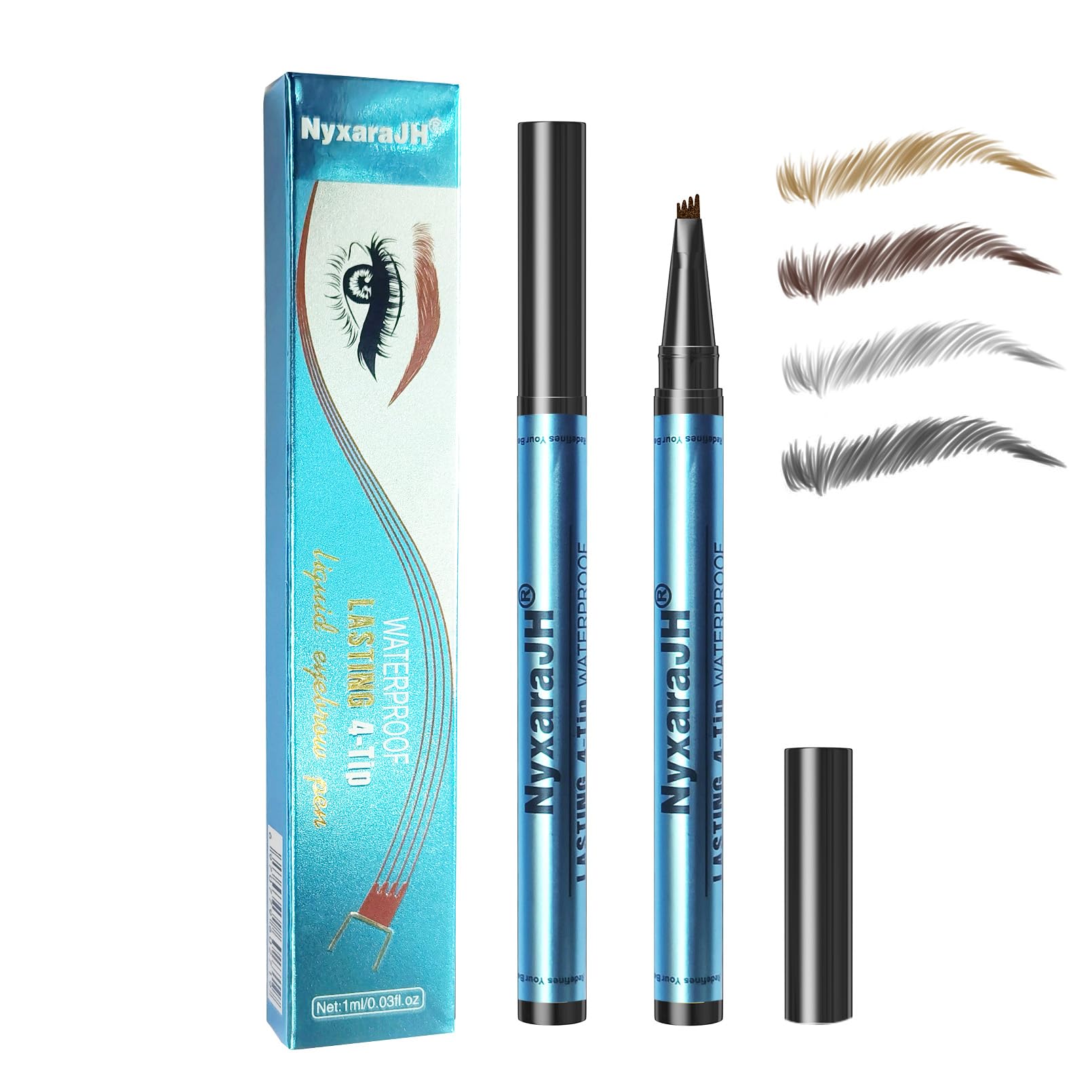 NyxaraJH 4-tip brow pen delivers natural-looking strokes for fuller brows.