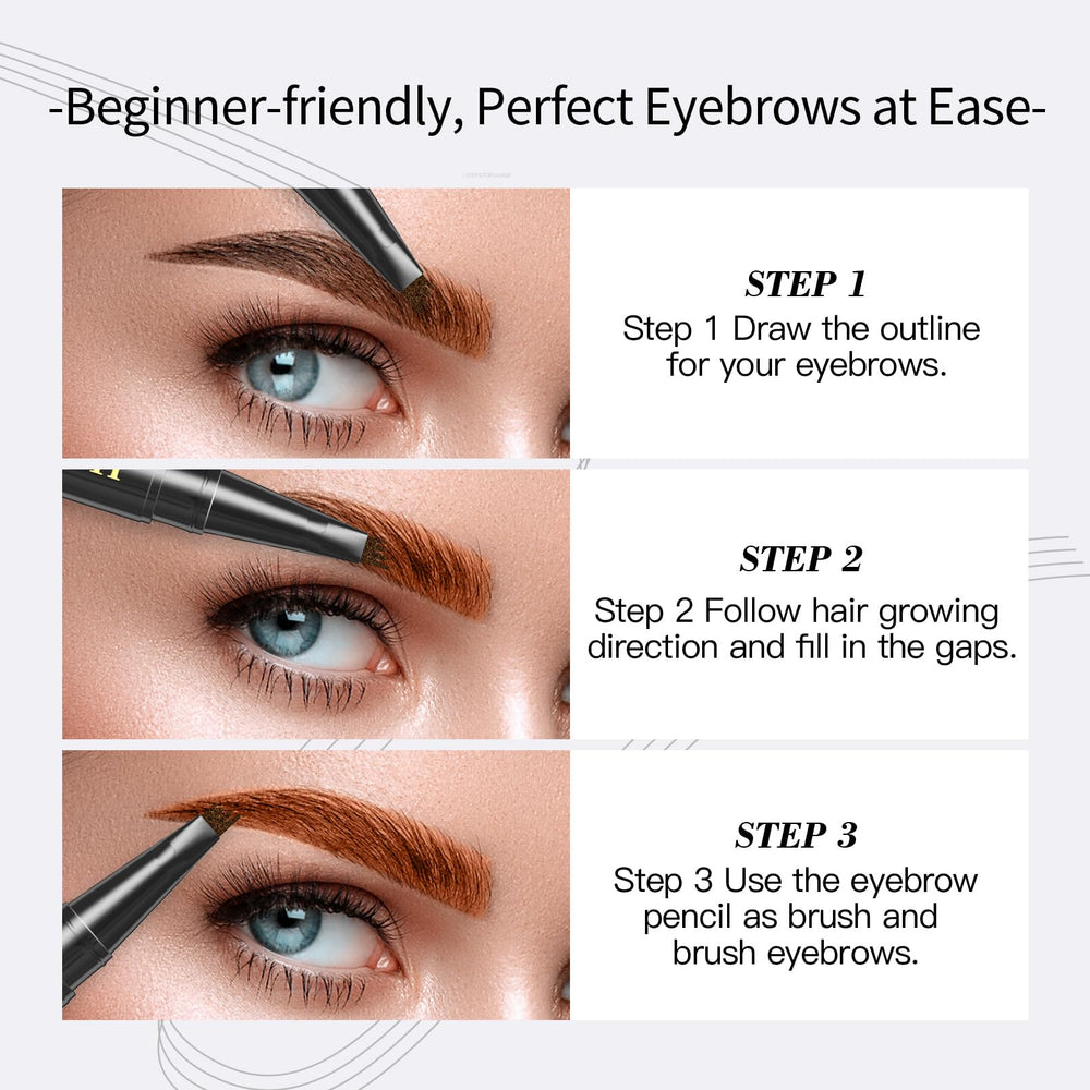 NyxaraJH brow pen with 3-step easy application for outlining, filling, and blending.