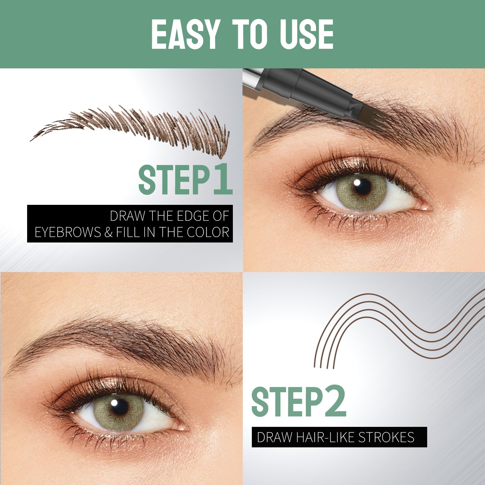 NyxaraJH demonstrates natural brow strokes with the 4-tip pen