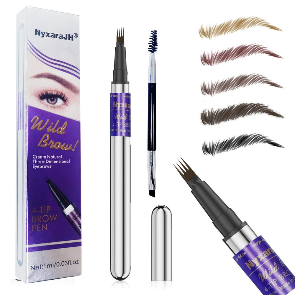 NyxaraJH precision eyebrow pen with 4-fork tips for natural brows