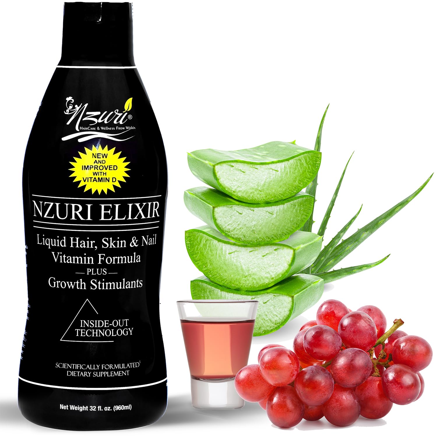 Nzuri Elixir bottle pour demonstrates easy daily consumption