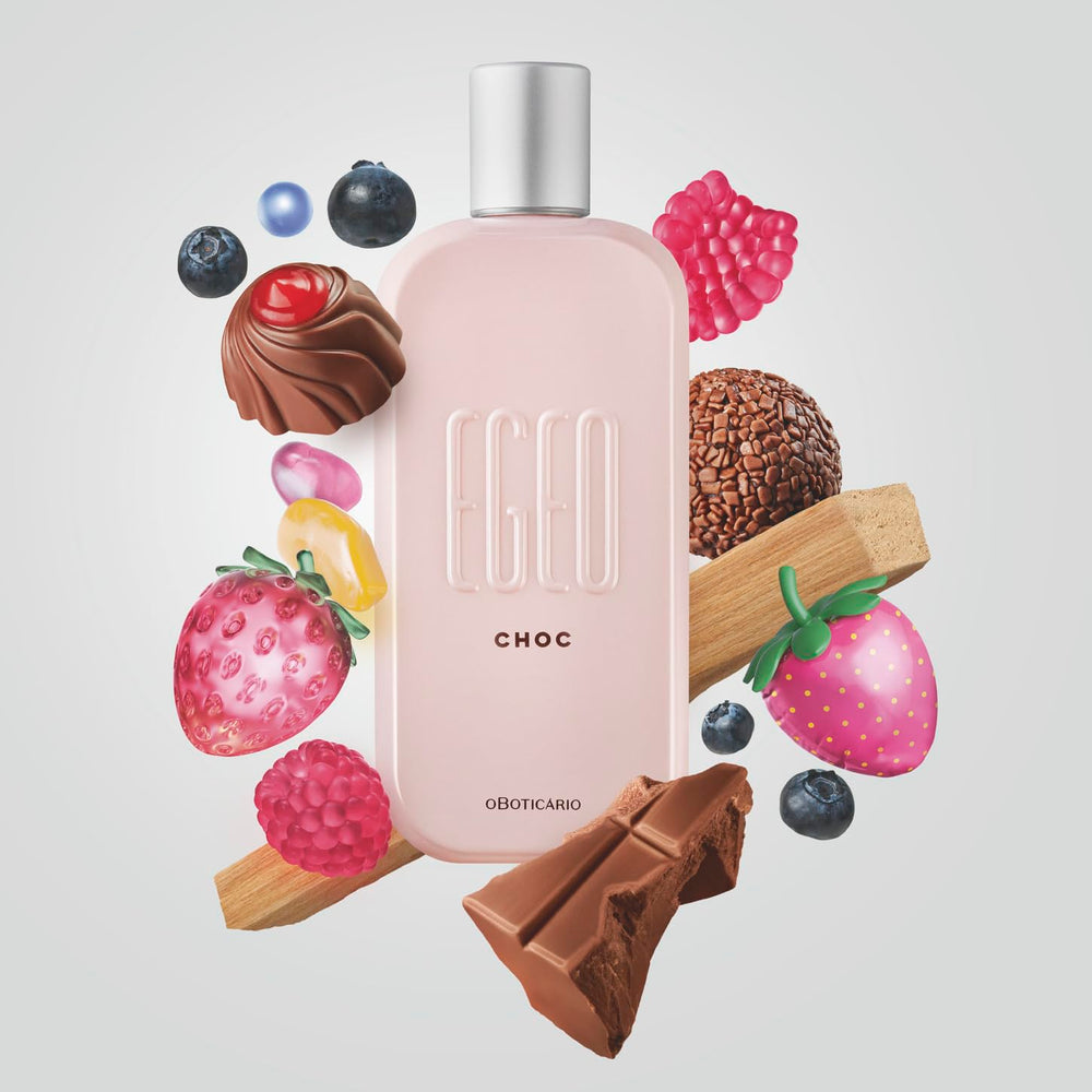 O BOTICARIO Egeo choc bottle label detail emphasizes brand and artisan feel.