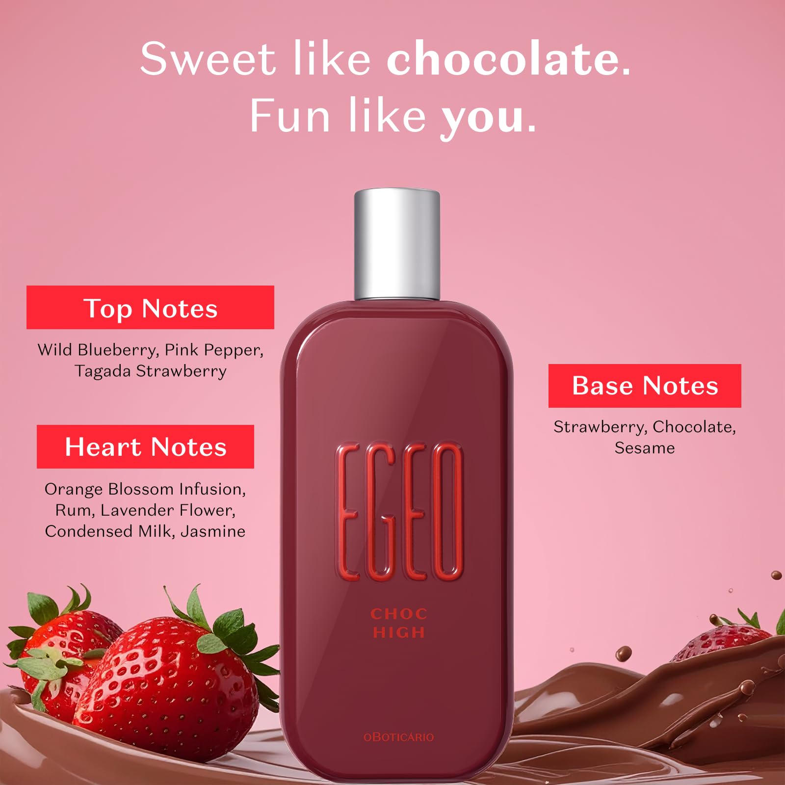 O Boticário Egeo Choc High cap detail highlighting premium design for confidence