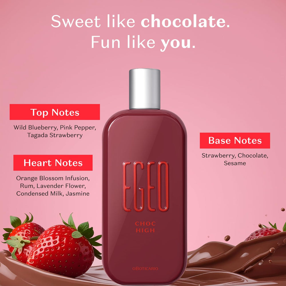 O Boticário Egeo Choc High cap detail highlighting premium design for confidence