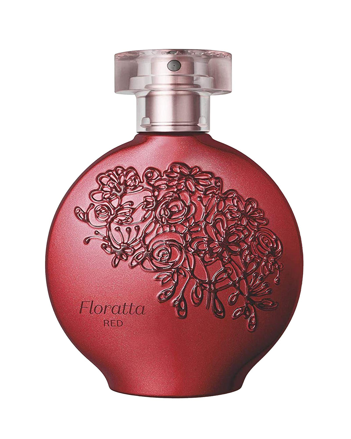 O BOTICARIO Floratta Red bottle front, a refined glass design for daily elegance.