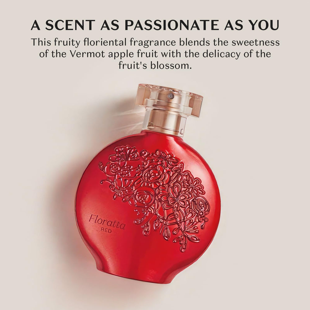 O BOTICARIO Floratta Red cap detail highlights spray ease and premium packaging.