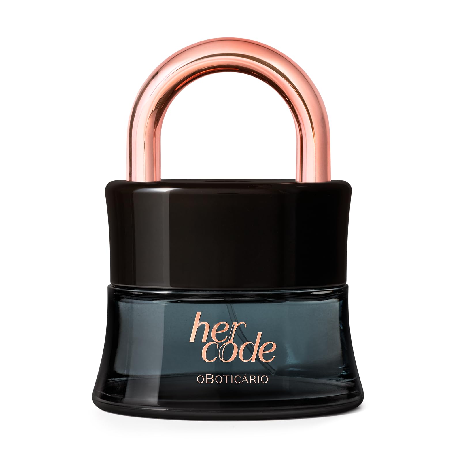 O Boticário Her Code bottle front view for sophisticated evening wear.