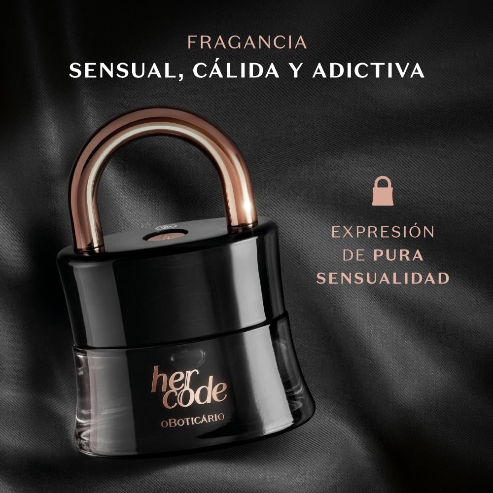 O Boticário Her Code spritz application shot for everyday confidence.