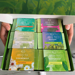 O NATURALS green tea soap ingredients closeup with jasmine and chamomile infusion