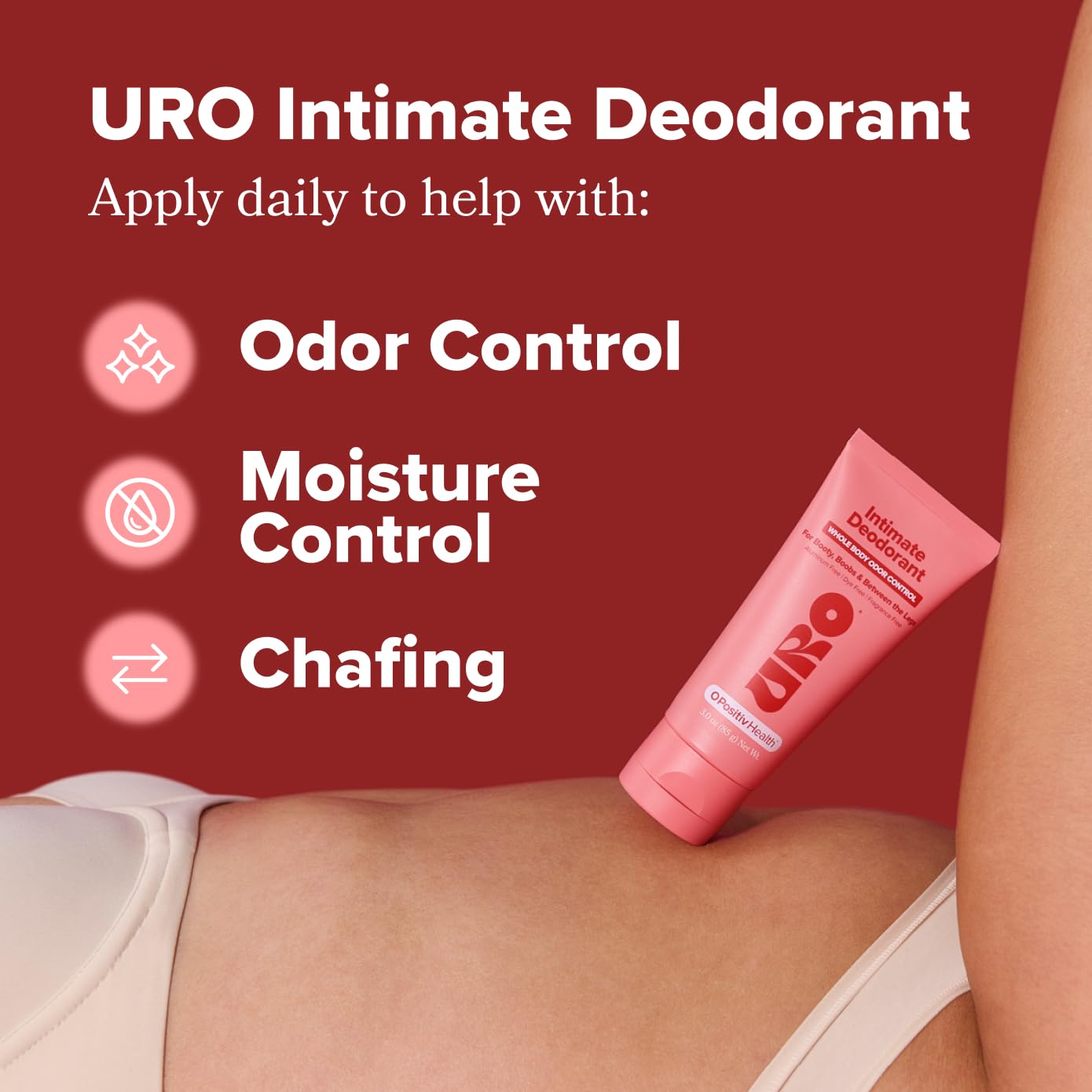 O Positiv URO cream application on clean skin for odor control