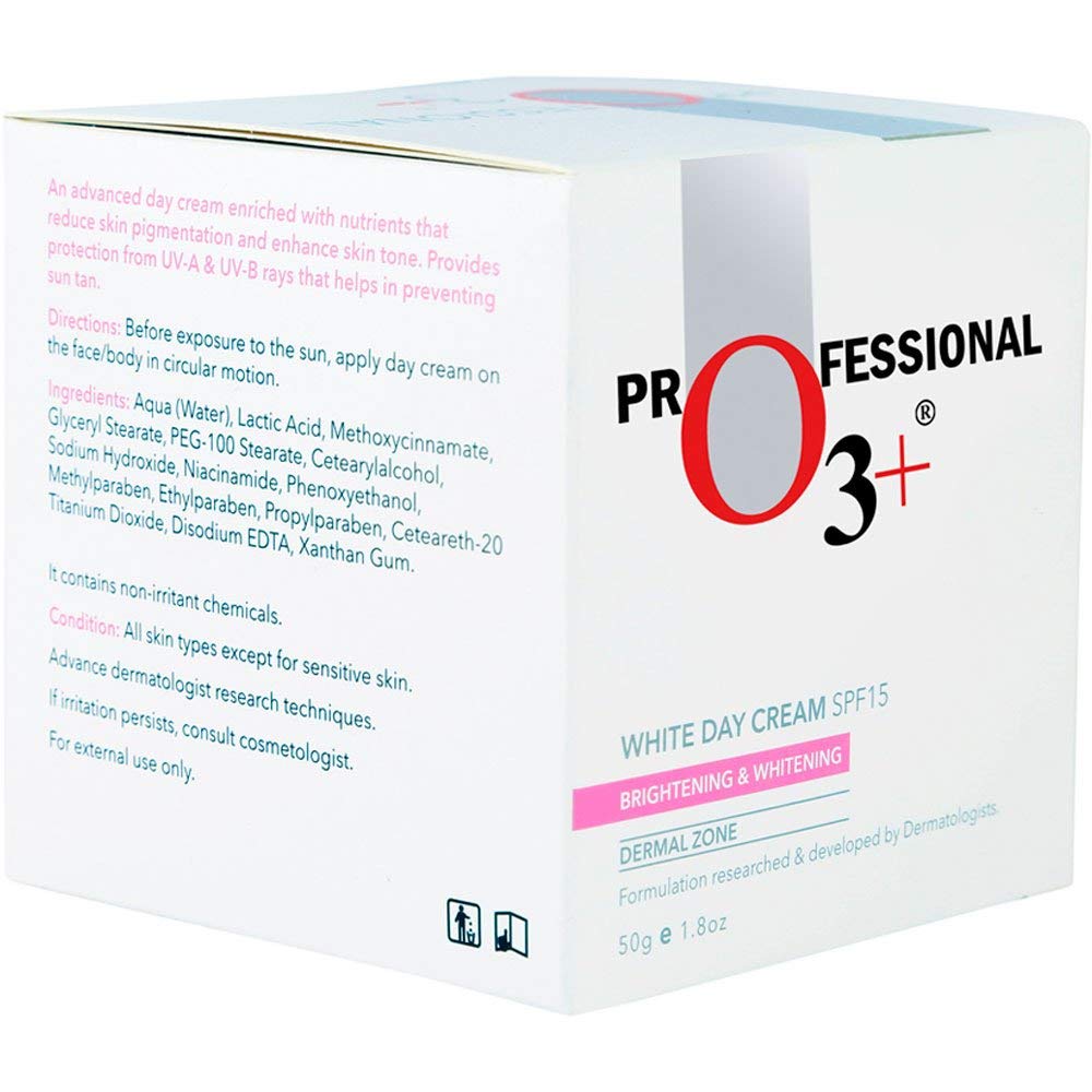 O3+ SPF 15 Day Cream texture swirled on finger shows light creamy finish