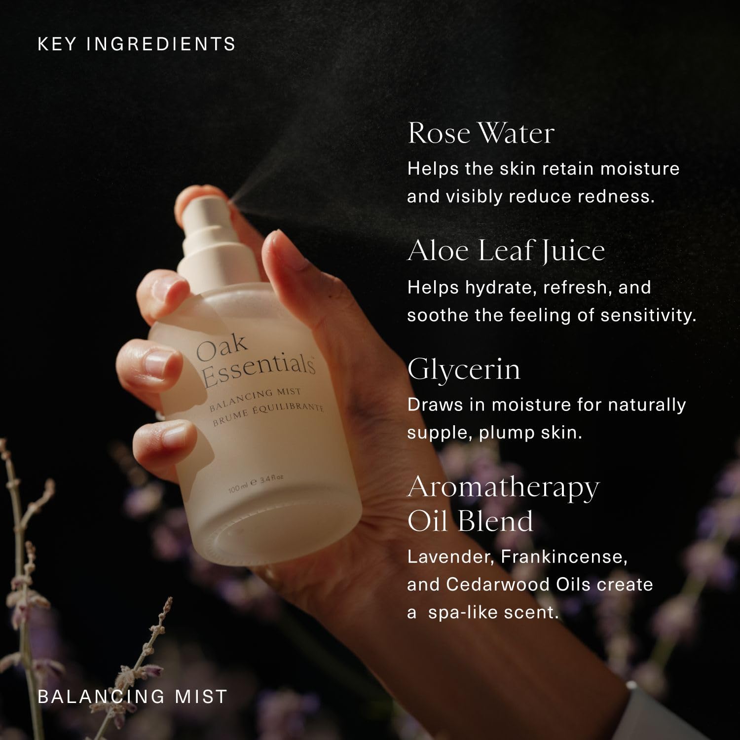 Oak Essentials Balancing Mist lavender and cedarwood aromatherapy calm