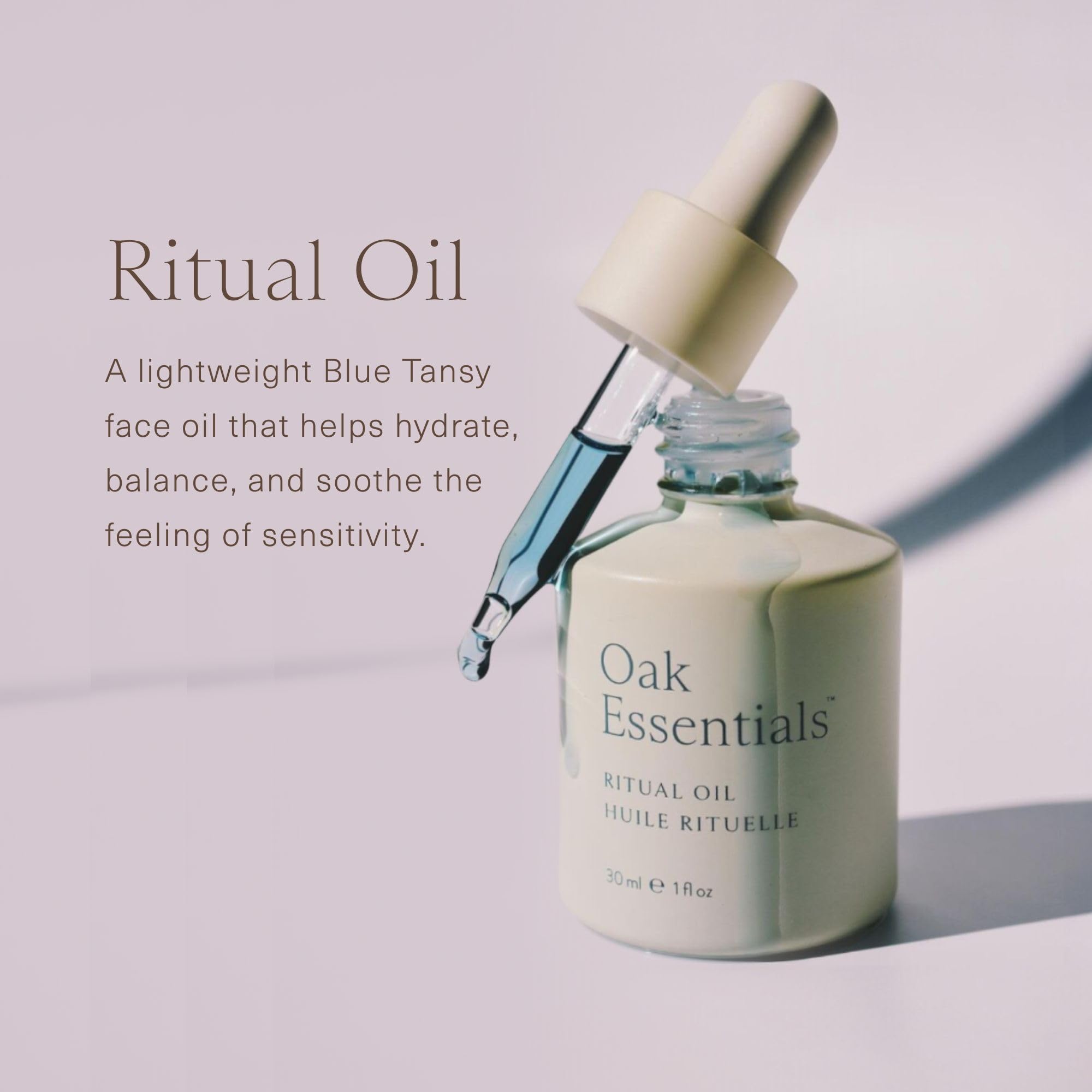 Oak Essentials blue tansy flowers highlighting antioxidant botanicals for calming complexion