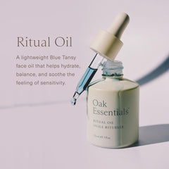 Oak Essentials blue tansy flowers highlighting antioxidant botanicals for calming complexion
