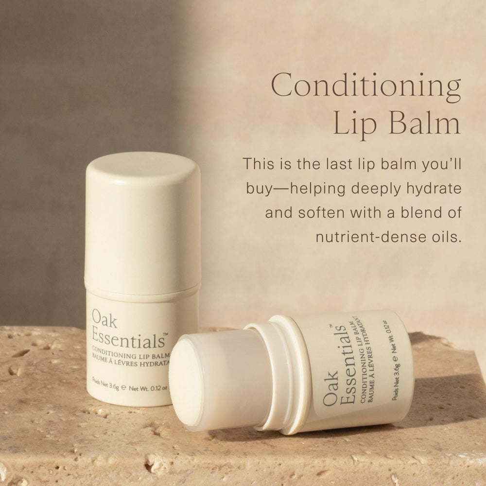 Oak Essentials lip balm texture swatch highlighting smooth, non-sticky finish