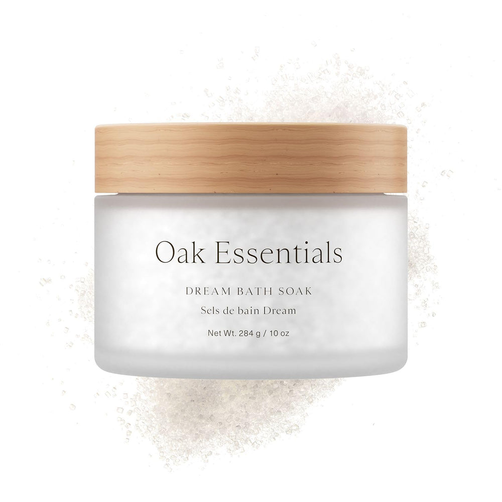 Oak Essentials Dream Bath Soak bottle ready for a soothing nighttime soak