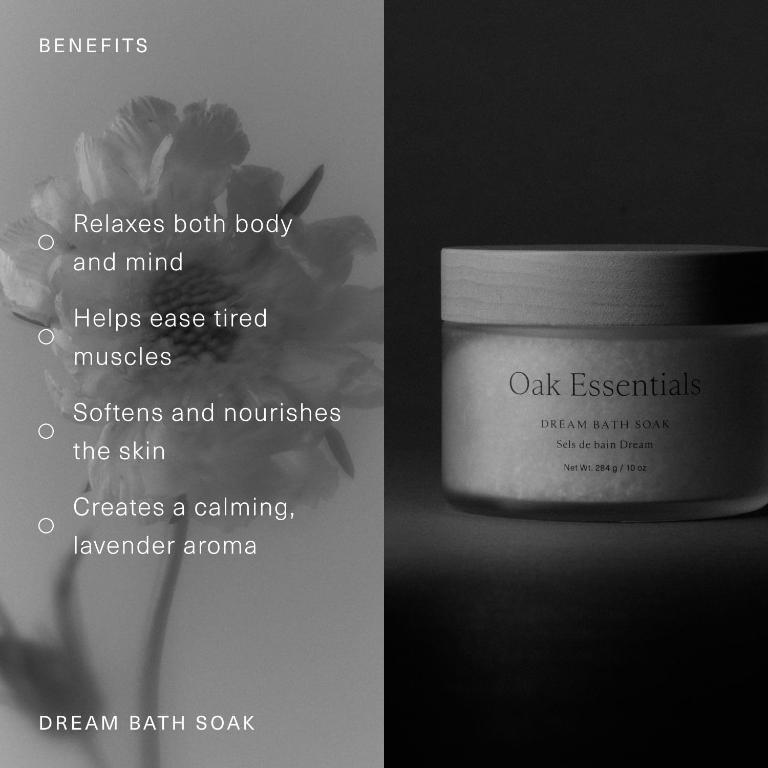 European sea salt in Oak Essentials Dream Bath Soak for gentle detox