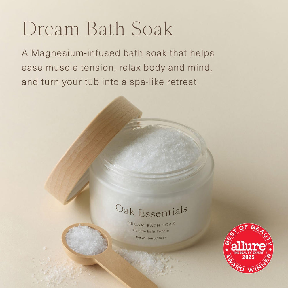 Magnesium crystals from Oak Essentials Dream Bath Soak for skin hydration
