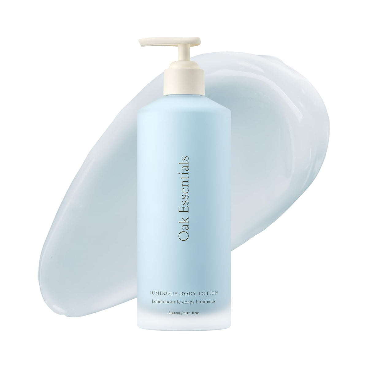 Oak Essentials Luminous Body Lotion bottle shows luxurious hydration for radiant skin.