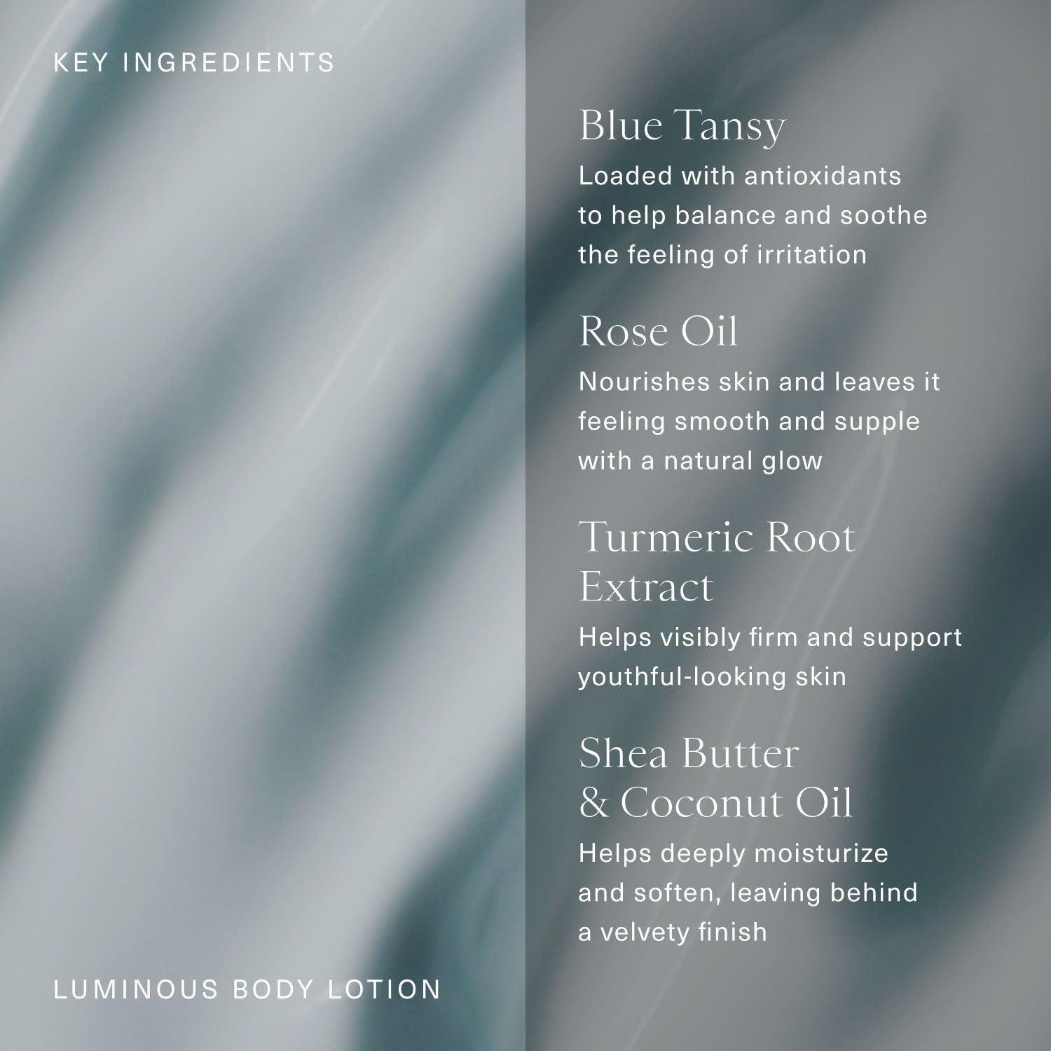 Oak Essentials Luminous Body Lotion shea butter and coconut oil deliver deep moisture.