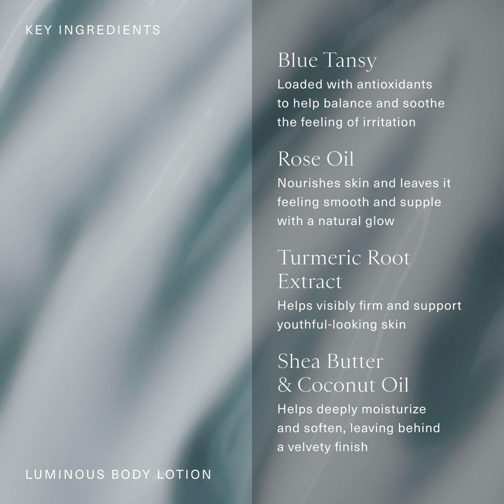 Oak Essentials Luminous Body Lotion shea butter and coconut oil deliver deep moisture.