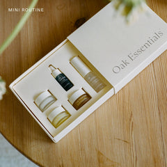 Oak Essentials ritual oil image demonstrates a lightweight balance for soothing skin.