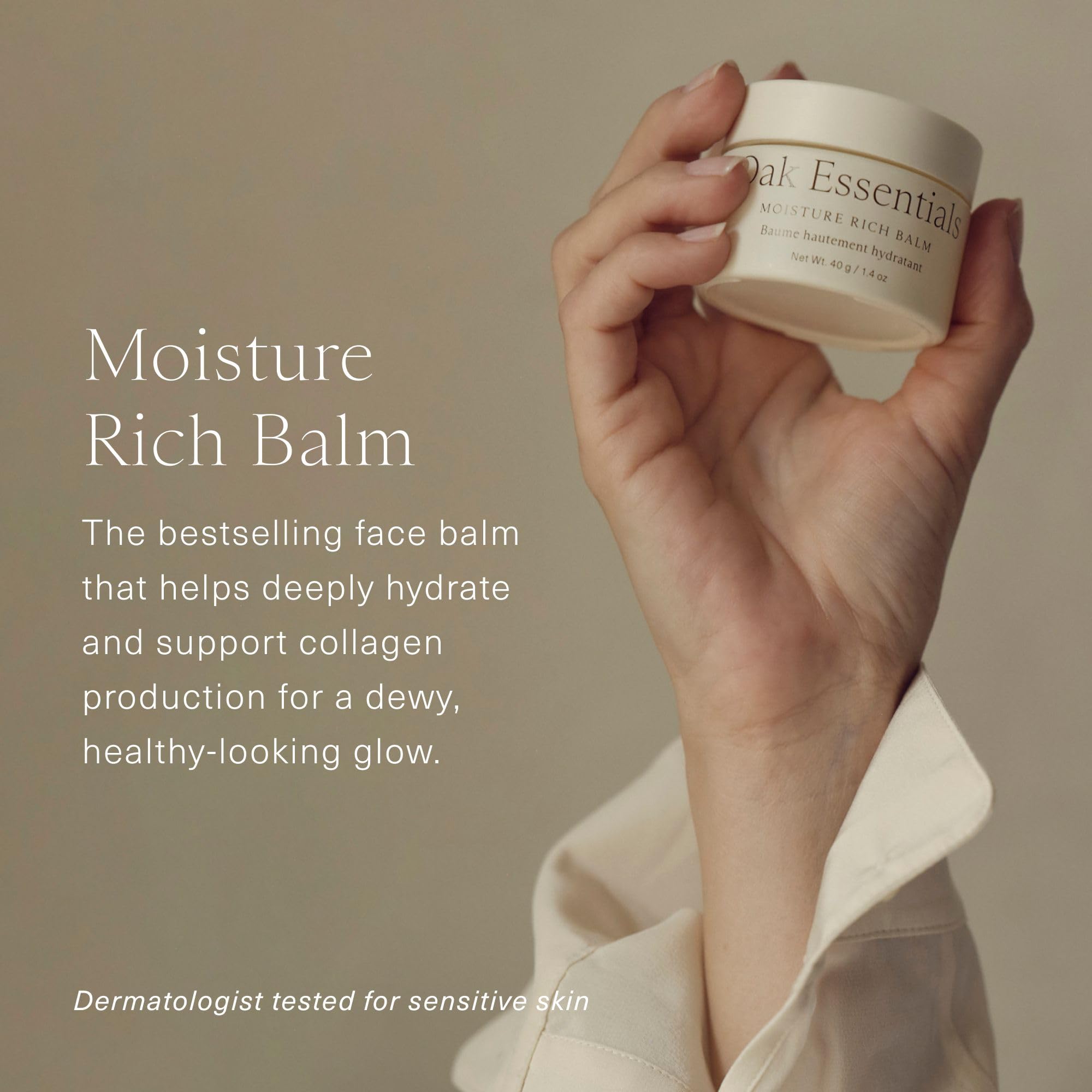 Oak Essentials Moisture Rich Balm being spread for melt-into-oil hydration.