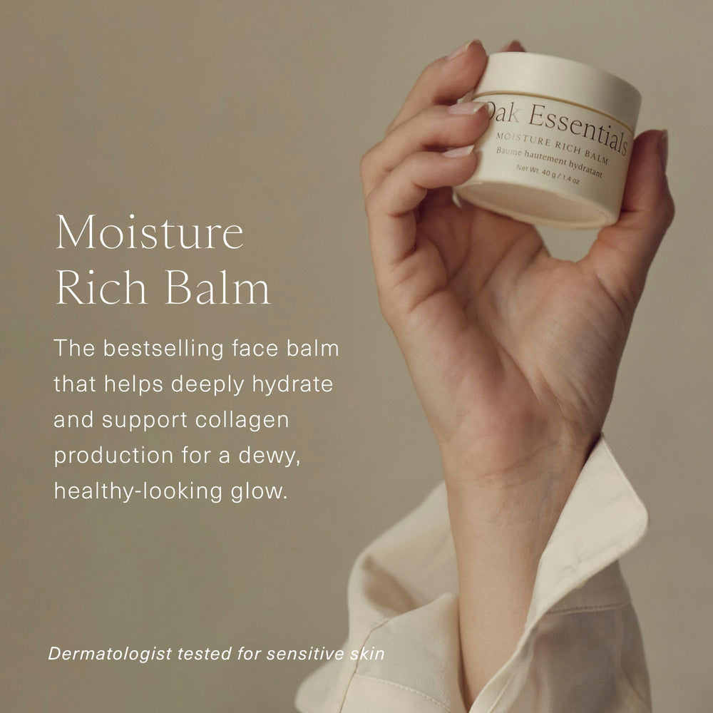 Oak Essentials Moisture Rich Balm being spread for melt-into-oil hydration.