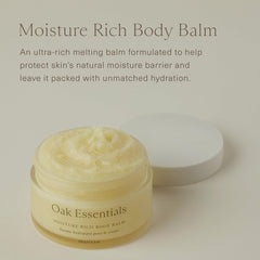 Oak Essentials balm texture close-up demonstrating creamy, soothing formula.