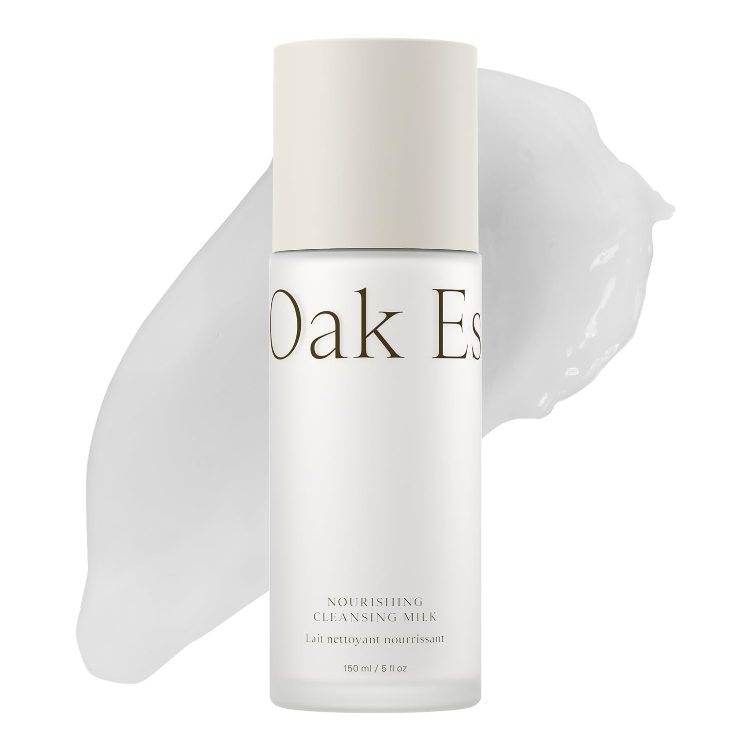Oak Essentials Nourishing Cleansing Milk bottle shown for gentle cleansing on sensitive skin.