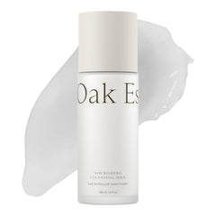 Oak Essentials Nourishing Cleansing Milk bottle shown for gentle cleansing on sensitive skin.