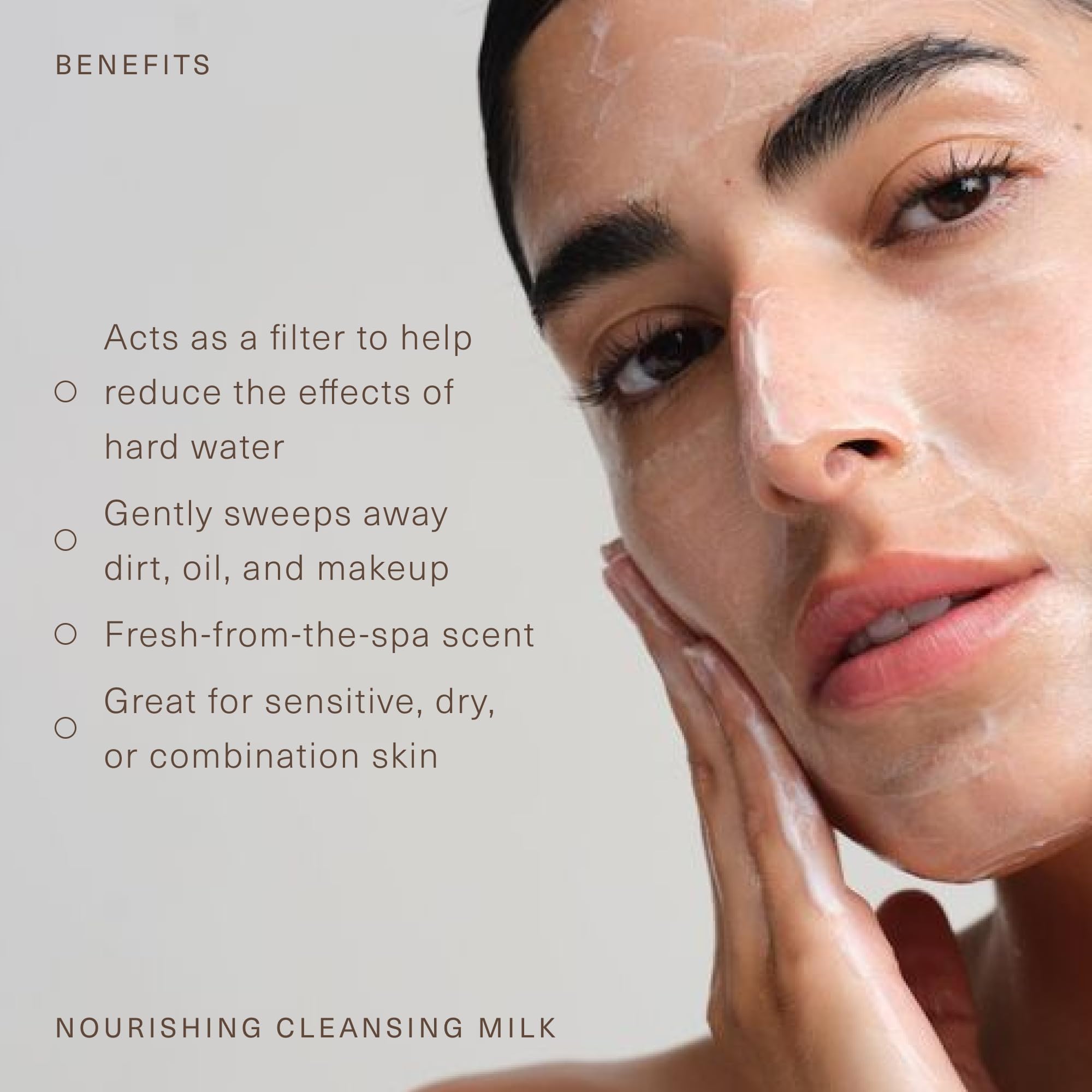 Close-up of Oak Essentials cleansing milk creamy texture ready to rinse away impurities.