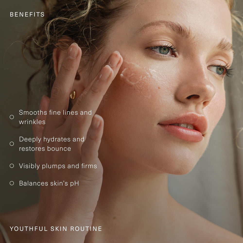 Oak Essentials peptide serum dropper, plant actives firm and hydrate.