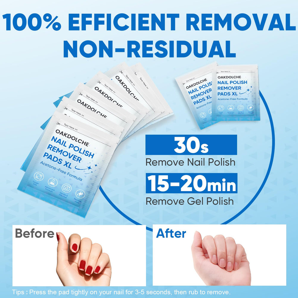 Lemon-scented remover wipes from OAKDOLCHE for a refreshing, gentle polish removal.