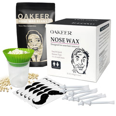 OAKEER Nose Wax Kit contents with wax, sticks, and cups for at-home grooming