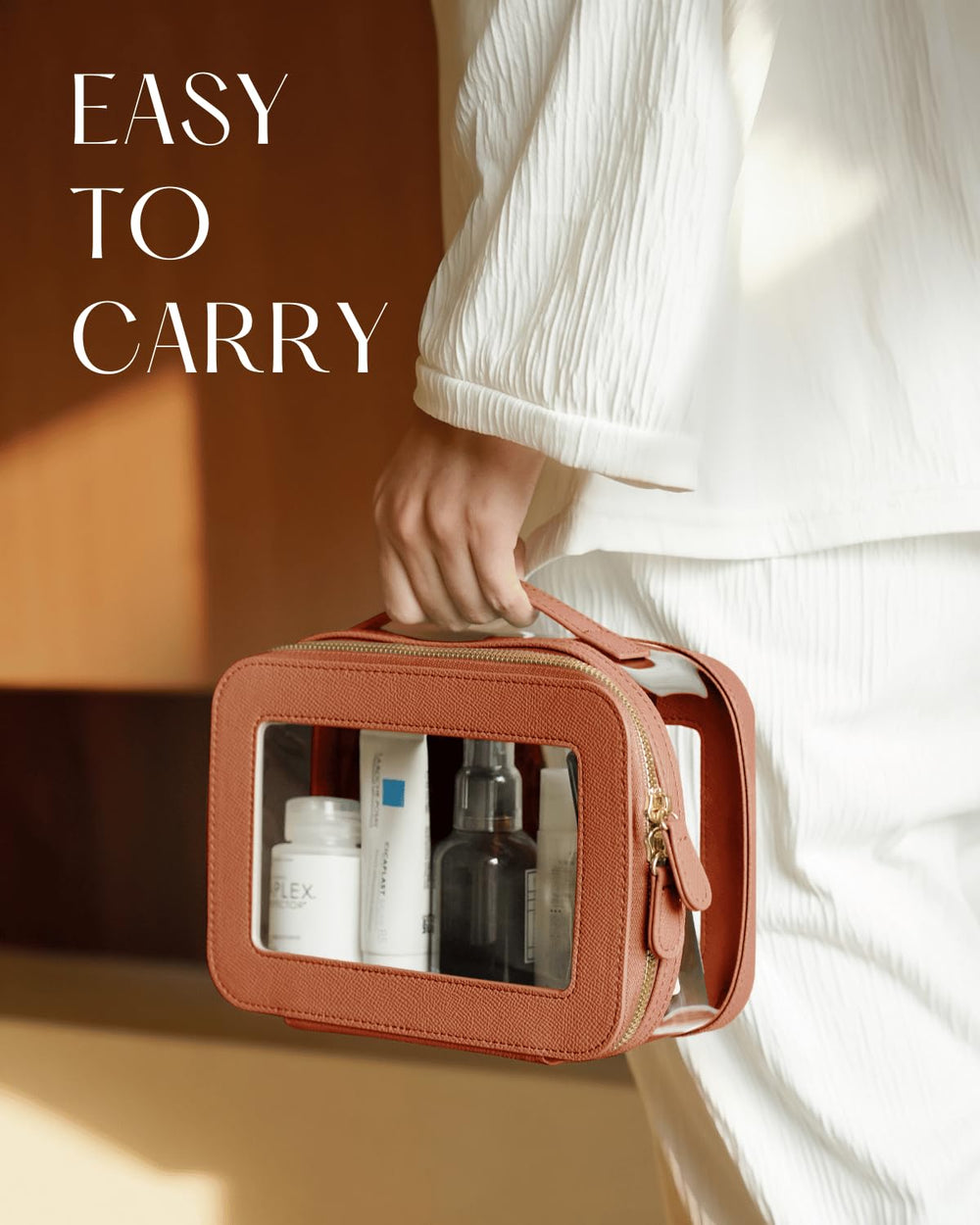 Oaque portable makeup bag fits into purses for on-the-go access
