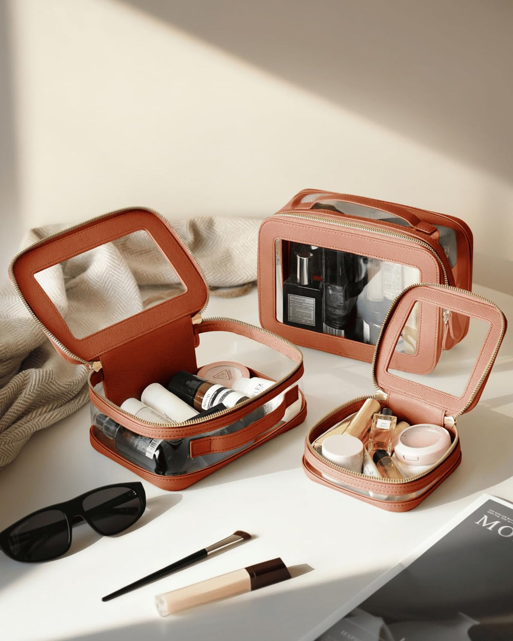Oaque three-piece makeup bag set neatly organized for better packing