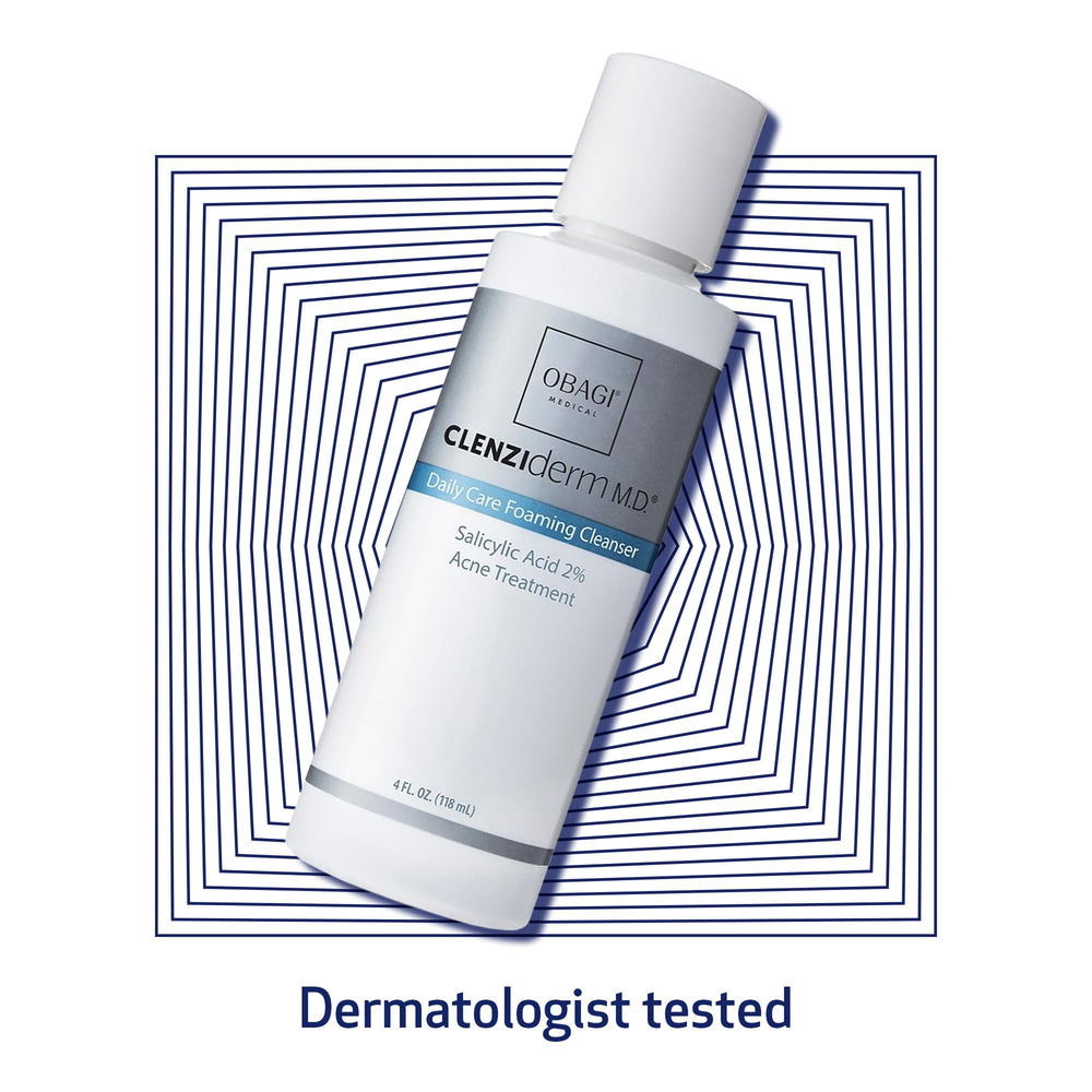 Obagi CLENZIderm M.D. Daily Care Foaming Cleanser hands-on application showing light foam