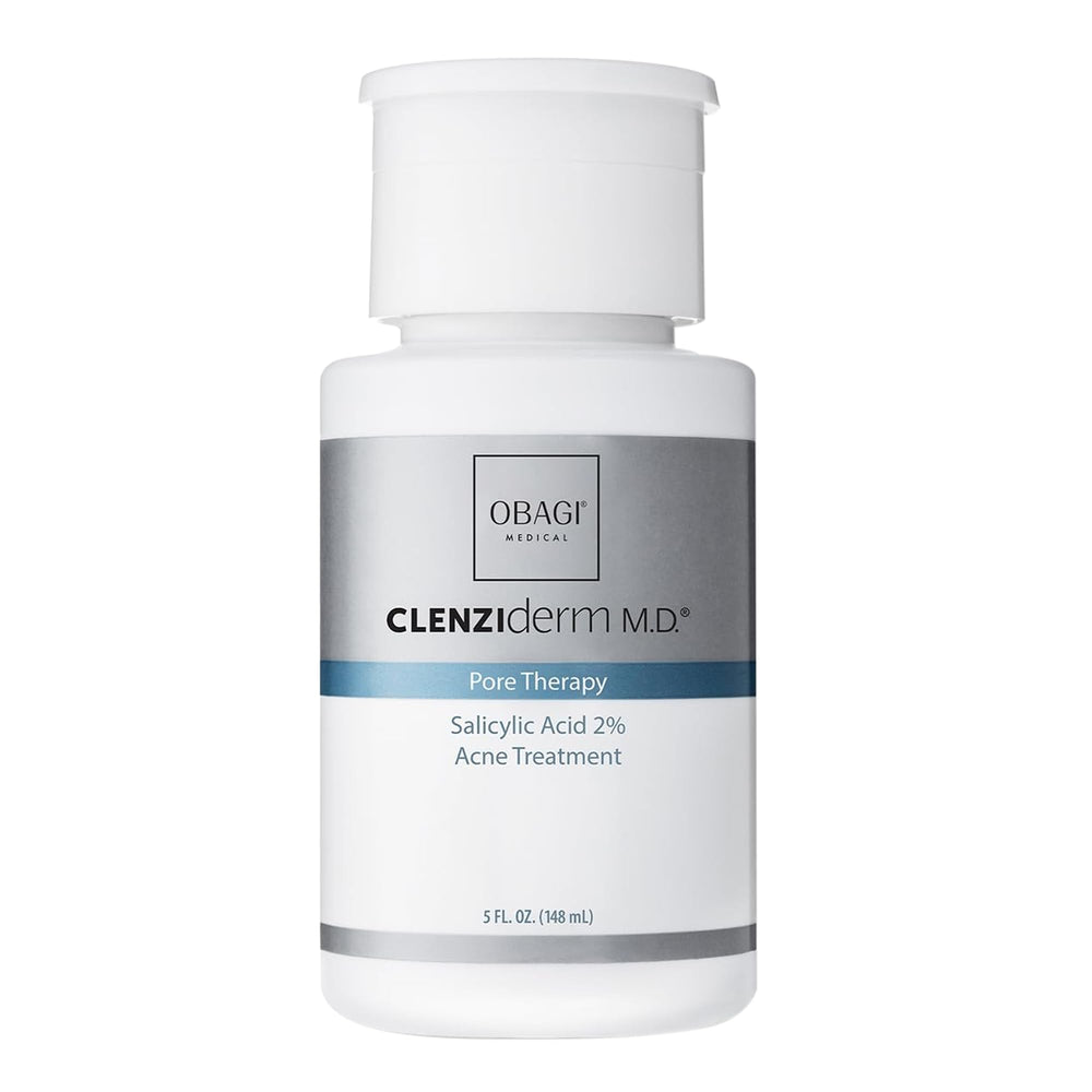 Obagi CLENZIderm M.D. Pore Therapy bottle ready for daily pore care on acne-prone skin.
