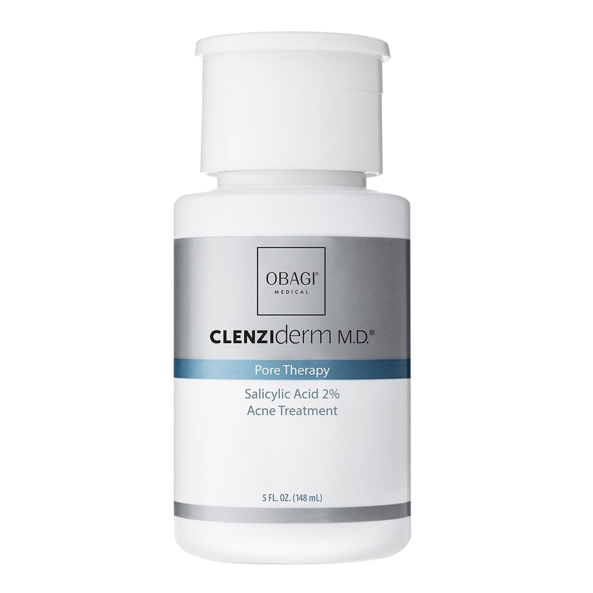 Obagi CLENZIderm M.D. Pore Therapy bottle ready for daily pore care on acne-prone skin.